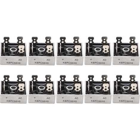 Einphasen-Brückengleichrichter, 10 Stück, 1000 V, 50 A, Hochleistungskühlsystem, Größe 28,5 x 28,5 mm / 1,12 x 1,12 Zoll