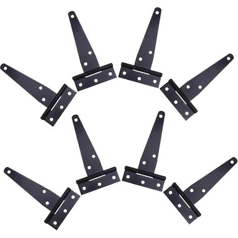 NUOBESTY Lot de 8 charnières de portail robustes en forme de T, noires, pour extérieur (1/5)