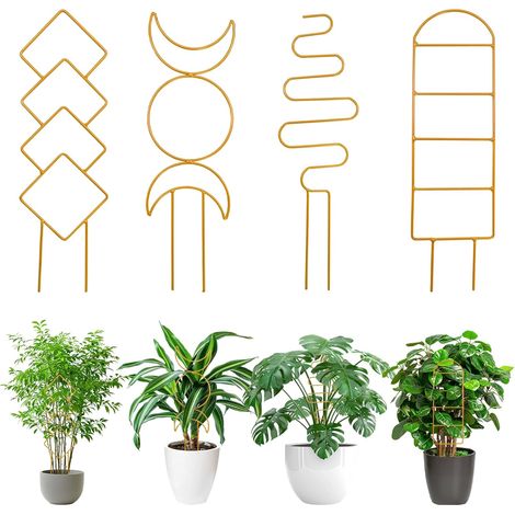 Lot de 4 treillis pour plantes grimpantes - Treillis pour plantes d'intérieur - Fil métallique - Petit treillis de feuilles grimpantes pour plantes d'intérieur - Décoration (1/5)
