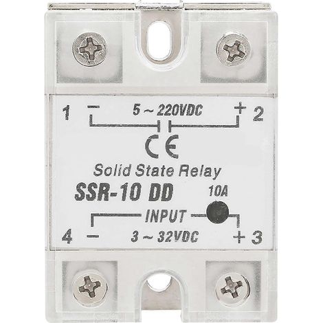 Relais statique SSR-10 DD 10A 5-220VDC, compatible avec le contrôle des processus d'automatisation industrielle. (1/5)