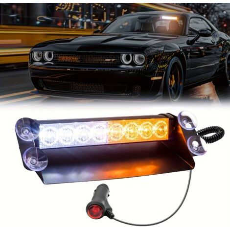 Lumières d’Urgence Stroboscopiques LED pour Tableau de Bord – Barres Lumineuses Intérieures avec Ventouses pour Voitures, Camions et Véhicules (1/5)