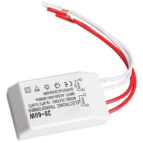 Adaptateur de projecteur avec transformateur électronique pour lampe halogène 20-60 W 12 V