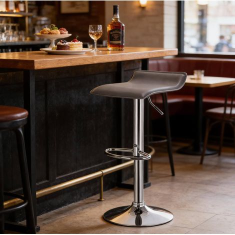 Tabouret de bar pivotant reglable gris simili cuir OKMYHOME (1/5)