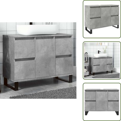 vidaXL Waschbeckenunterschrank Betongrau 80x33x60 cm Holzwerkstoff