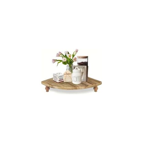 Étagère d'angle en bois massif pour plan de travail, porte-plateau décoratif (1/3)