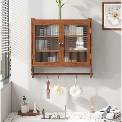 Mueble de baño mural vintage 63 x 60 x 18 cm en madera y vidrio HAVRYA (1/5)