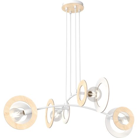 Suspension moderne blanche/bois 4xE27 Skiva Emibig (1/5)
