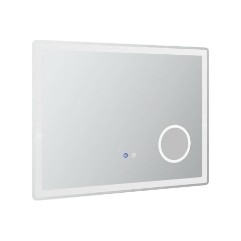 Specchio LED per bagno con ingrandimento 3x, comando touch, dimensioni 80 × 60 cm, 3 modalità di illuminazione (calda/neutra/fredda), funzione antigoccia, design moderno ed elegante