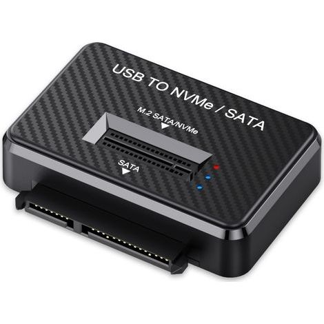 USB to NVMe adapter for hard drives, disk converter with power supply, data transfer, M.2 NVMe/SATA SSD card reader (1/5)