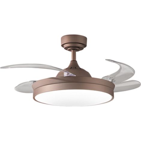 Ventilatore da Soffitto con Luce LED 36W a Scomparsa 106 cm, Motore DC, Colore Marrone Metallizzato, 6 Velocità e Telecomando incluso - Perenz