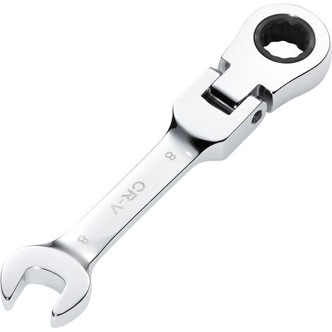 Draper 8MM STUBBY FLEX RACT. SPANNER 27949 27949 HI-TORQ® Metric Stubby Flexible Head Ratchet Combination Spanner