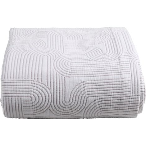 Jeté de lit et couvre-lit en pur coton à motifs géométriques coloris cuivre 180 x 260 cm - PANGIVO