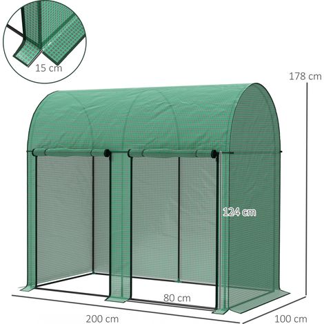 Serre de jardin de 2 m² avec 2 volets roulants, bâche en polyéthylène résistant aux UV de 140 g/m², 2 x 1 x 1,78 m, verte (1/5)