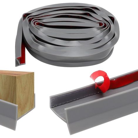 Kitchen Skirting Board, Skirting Profile, 15, 16 and 17 mm Silicone Rubber Kitchen Seal for Kitchen Skirting Boards, Transparent (Grey, 5 m) (1/5)