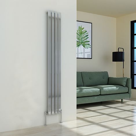 Warmehaus Chrome Radiator Flat Panel Vertical Single 1800x272mm (1/3)