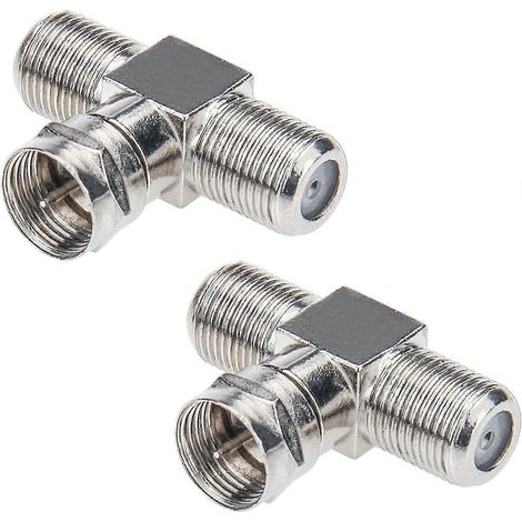 Répartiteur de câble coaxial, répartiteur TV 2 entrées 1 sortie, lot de 2, connecteur F mâle RG6 vers 2 F femelles, adaptateur de câble coaxial 3 voies pour antenne vidéo VCR (1/5)