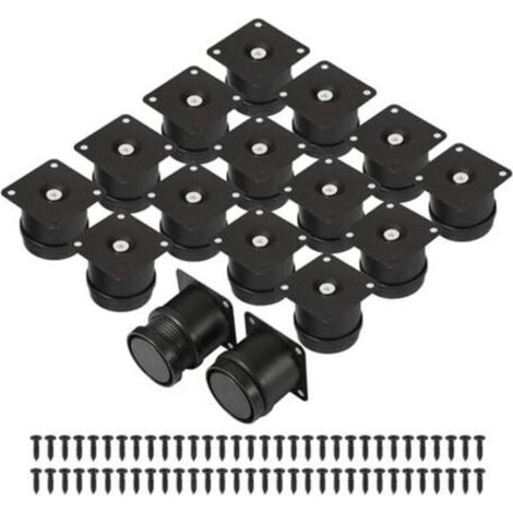Pair 16 pieds de meubles réglables (5 cm - 6,5 cm), pieds de meubles en métal noir avec 64 vis, pieds de meubles de 50 mm pour lit, meuble TV, canapé, bibliothèque, table basse et bureau (1/5)