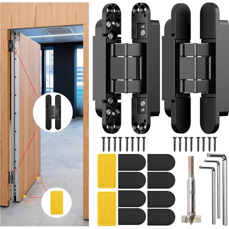 Cerniera invisibile per porte (15 cm) Cerniera silenziosa con apertura a 180 gradi, regolabile su 3 assi – Dimensioni: 15 x 6,35 x 2,5 cm (1/5)