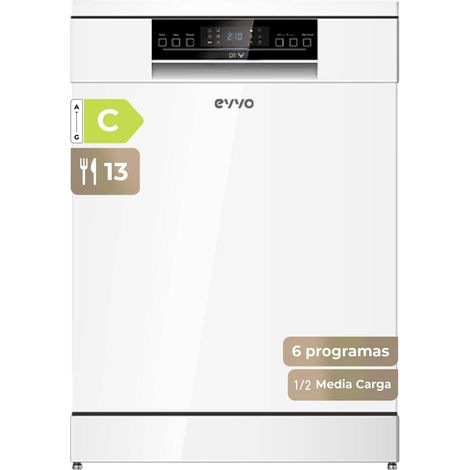 Lavavajillas EVVO D1Y, 60cm, 13 Servicios, Apertura Automática, media carga