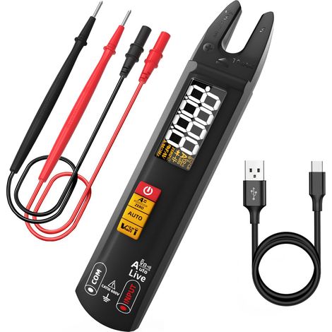 Intelligentes Digitalmultimeter mit offenem Zangenmessgerät und berührungslosem Spannungsdetektor. Mini-wiederaufladbarer automatischer AC-DC-Strom-/Spannungswiderstands-Durchgangsprüfer