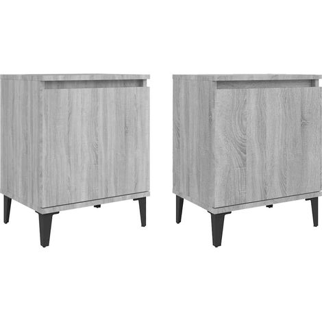 Maison Exclusive - Mesitas de noche con patas de metal gris Sonom (1/5)