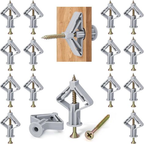 Ancrages pour Cloisons Sèches, Ancrages Diamant pour Cloisons Sèches, Ancrages Métalliques, Ancrages pour Murs Creux Kit D'ancrages à Vis pour Cloisons Sèches (Plastique, 50 Pièces) (1/5)