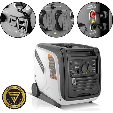 STAHLWERK IG-4000 ST Generador de gasolina Inverter / Generador de energía / Generador de emergencia con 4 kW / 5,44 CV de potencia, eficiente en combustible y bajo mantenimiento (1/5)