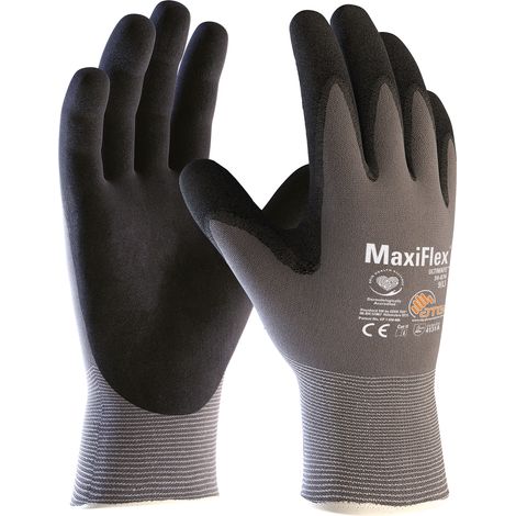 ATG MaxiFlex Ultimate Nylon-Strickhandschuh grau/schwarz 34-874 Größe 9