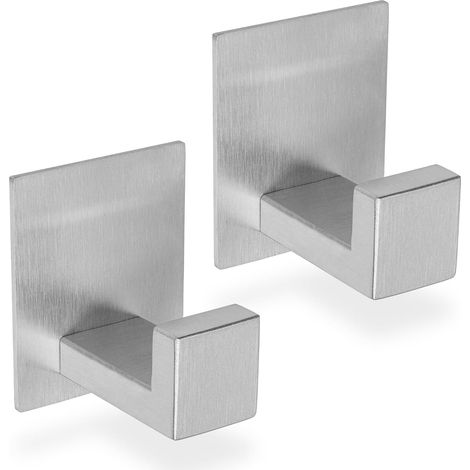 2 Pièces Crochet Adhésif Mural brossé Crochet serviette salle de bain en Acier Inox, Accroche Torchon Cuisine