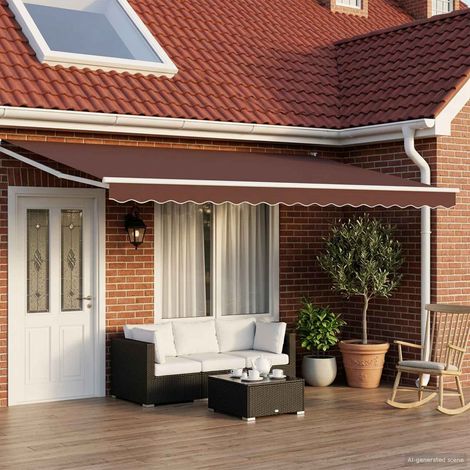 Toldo Retráctil Eléctrico Marrón 4 x 3 m