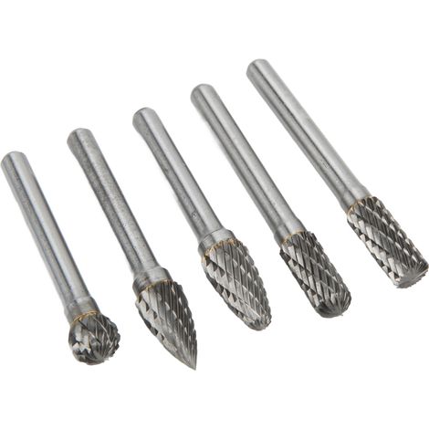 Satz von 5 Wolframkarbid-Rotationsfräsern, 6x10mm, Doppelgröße, für Schnitz-, Bearbeitungs-, Luftfahrt-, Automobil-, Schiffs-, Chemie- und Handwerksanwendungen. (1/5)