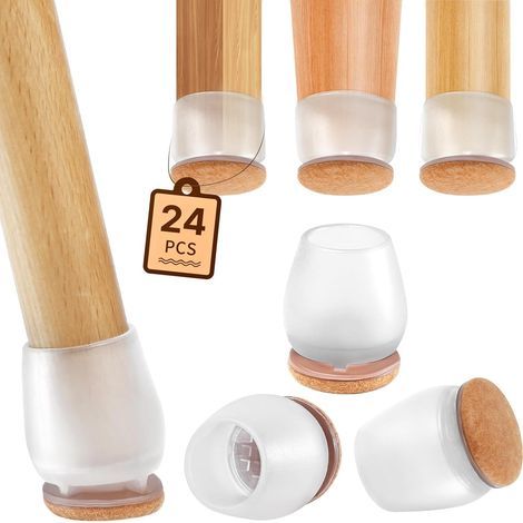 Chair Leg Protectors, 24 Pieces Transparent Silicone Floor Protectors, Chair Silicone Floor Protectors, Small Floor Pads for Hardwood and Tile Floors, Round (1/4)