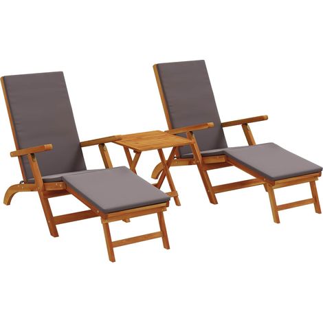 Maison Exclusive - Lettino prendisole reclinabile e pieghevole 3 pcs Grigio Scuro