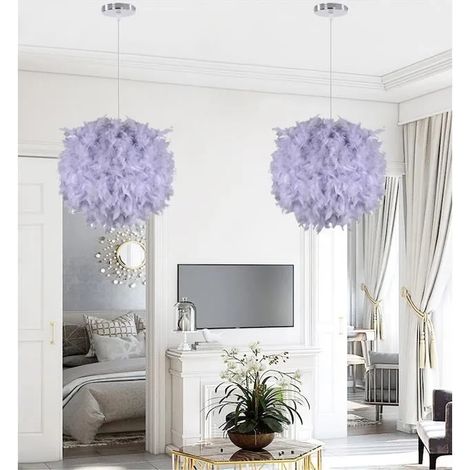 Lot de 2 Lampe Suspension Moderne,Lustre Plafonnier Plume Industrielle Vintage pour Salon Chambre,ø35cm (1/4)