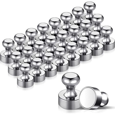 24 Stück Metallmagnete, starker Magnet, 12 x 16 mm – Edelstahl-Magnete, Kühlschrankmagnete für Pinnwand, Kühlschrank usw. - mit Aufbewahrungsbox