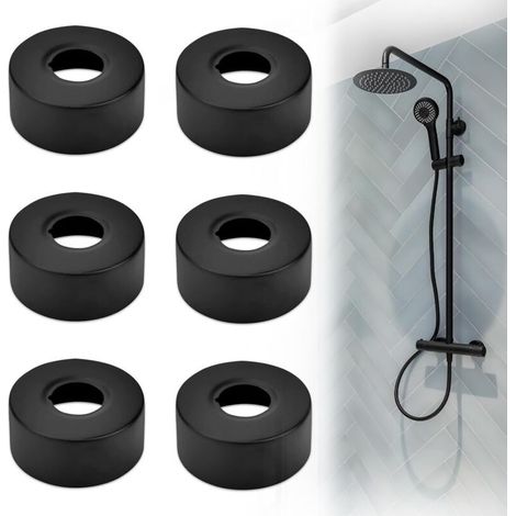 6 Pièces Mitigeur Douche, Cache Tuyau Plomberie Robinet en Acier Inoxydable rosace radiateur pour Robinets Tuyau de Douche Radiateur 25 MM(Noir) (1/5)