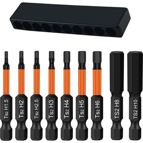 9 x Hex Bit Set, Inbusschlüssel Bohrer Set, Inbusschlüssel Schraubendreher Set, Inbusschlüssel Bit Set, Impact Hex Bit Set, Hex Bits 1/10.2 cm Sechskantschaft für elektrische manuelle Schraubendreher