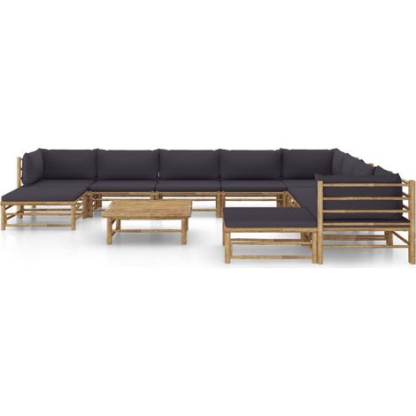 Maison Exclusive - 11-tlg. Garten-Lounge-Set mit Dunkelgrauen Kis