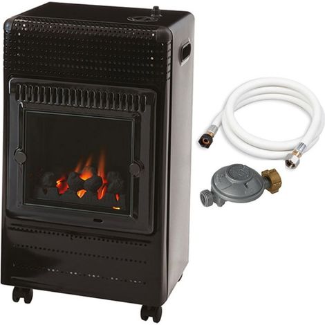 Favex – Chauffage d'appoint à gaz infrarouge Ektor Fire – 3 puissances de chauffe 1700/2000/3400W – Portée jusqu'à 35 m² – Effet feu de cheminée – Sécurité ODS