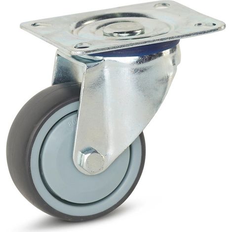 Roue pivotante - MESO - Appareil - Trou central + platine - 80mm - 80kg (1/2)