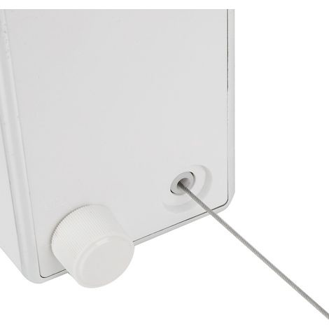 Séchoir à linge rétractable mural en acier inoxydable pour intérieur et balcon (Blanc)