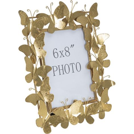 Cadre Photo Déco en Métal "Papillons" 15x20cm Or