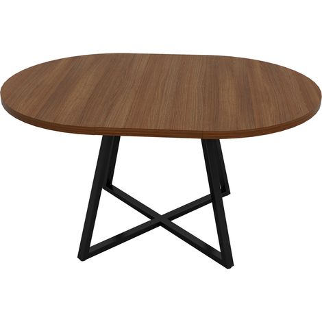 Runder ausziehbarer Esstisch 100/140 x 100 cm, MDF in Nussbaumoptik, für 4–6 Personen (1/5)