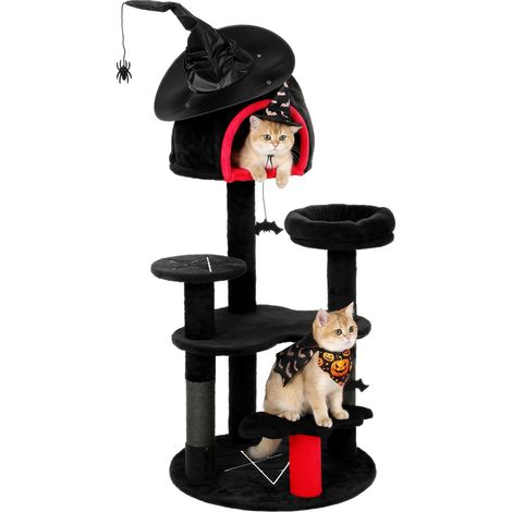 PawHut Gothic Cat Tree, 155cm Cat Tower with Sisal Scratching Posts, Black (1/5)