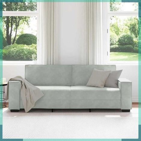 4105030 Canapé à 3 places Gris clair 220x78x84 cm Velours (1/5)