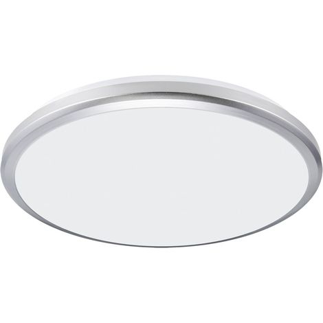 LED Deckenleuchte außen Ø 26,5 cm rund IP54 in Silber Weiß neutralweiß 4200 K 1980 lm Außenleuchte