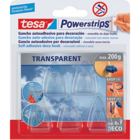 GANCIO ADESIVO TESA POWERSTRIPS TRASPARENTE 5 PZ- TESA- 10,0 confezione