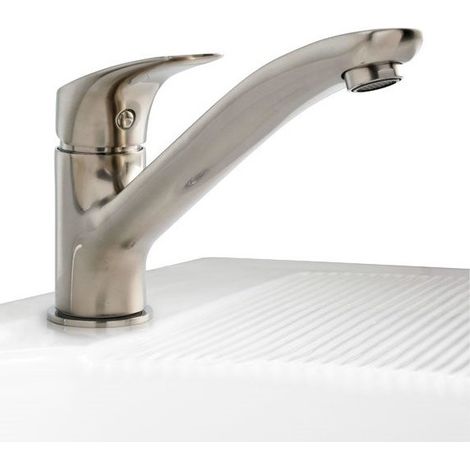 Robinet de Cuisine Mitigeur d'evier vieux nickel avec bec long (1/2)