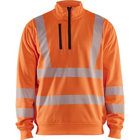 Sweat de travail col zippé haute visibilité 3564 - Orange M