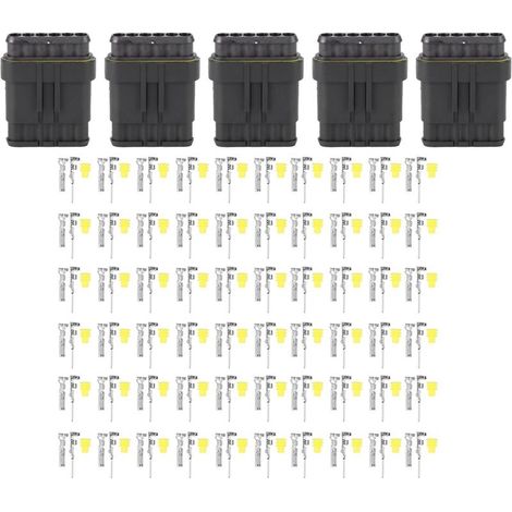 Wasserdichter elektrischer Steckverbindersatz, 6 Stecker, Kfz-Kabelverbinder, Verbindungsstecker (1/5)